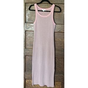 All : Row Pink White Brown Striped Tank Sleeveless Sweater Maxi Dress Sz M